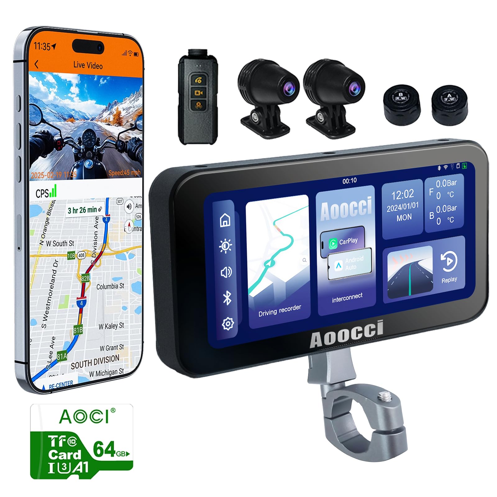 バイク用　スマートモニター6.25インチ Aoocci C6 Pro Amazon.com: Aoocci C6 PRO Motorcycle Dash Cam Front and Rear
